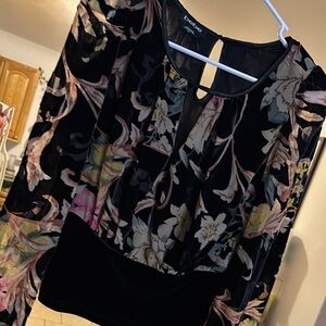 Bebe Floral Black Women's Top